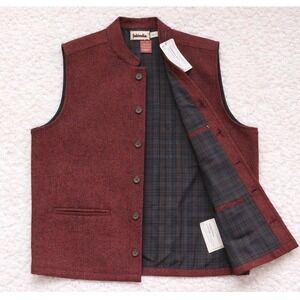 Fabindia Nehru Mens Vest Size 40‎ Wool Burgundy Lined NWT Heritage Timeless